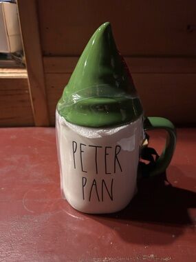 Rae Dunn Peter Pan Ceramic Mug with Green Hat Lid - NEW